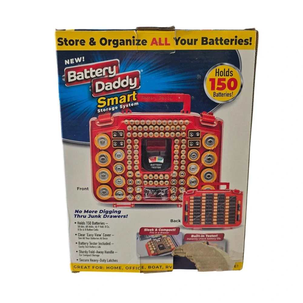 Battery Daddy Smart Storage System 150 Battery Organizer Case with Tester Red